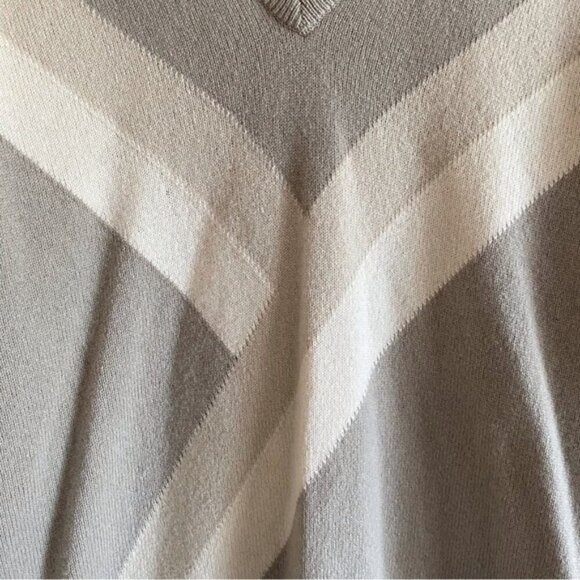 Y2K Alan Paine Sweater Mens Small Grey V Neck 100% Lambswool Preppy Neutral - Picture 8 of 10